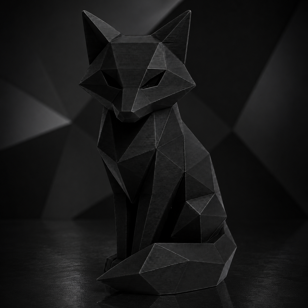 Statue Géométrique "Félin Origami"